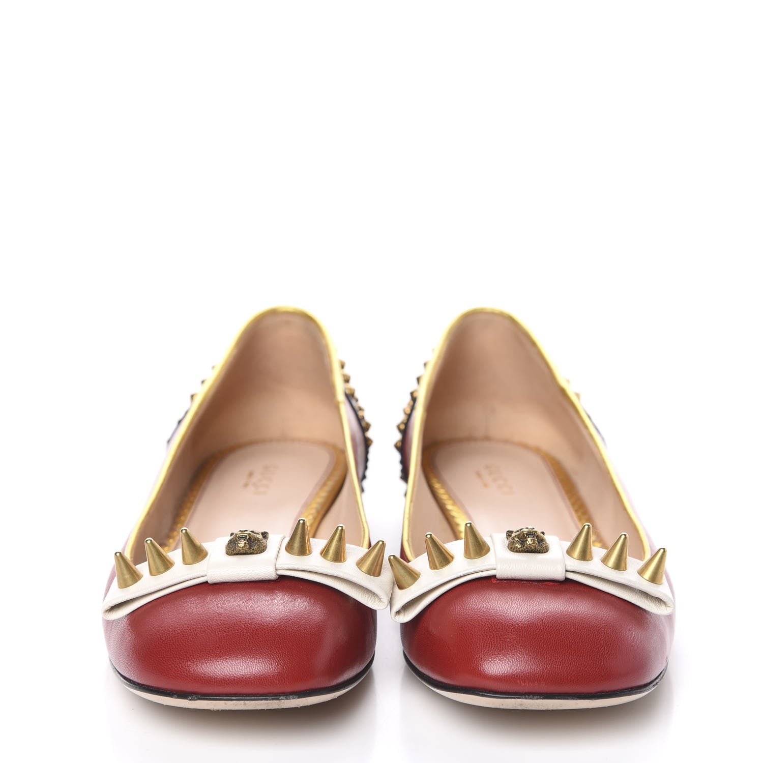 Gucci Calfskin Studded Lexi Ballerina Flats 38 Red 2 of 13