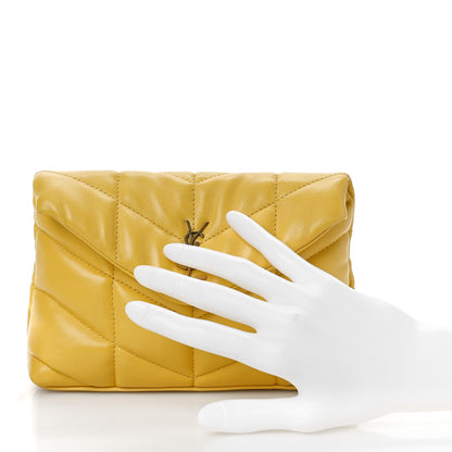 Saint Laurent Lambskin Monogram Loulou Puffer Pouch Clutch Yellow 2 of 10