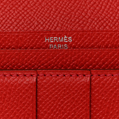 Hermes Epsom Bearn Gusset Wallet Rouge Casaque 6 of 7