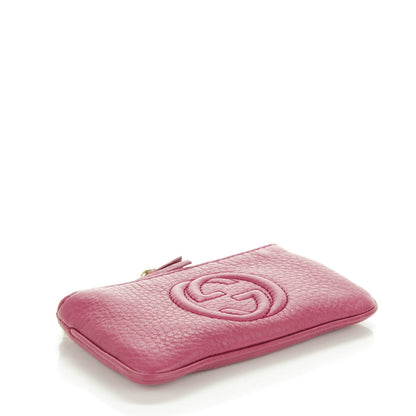 Gucci Pebbled Calfskin Soho Key Case Peonia Flower 4 of 7