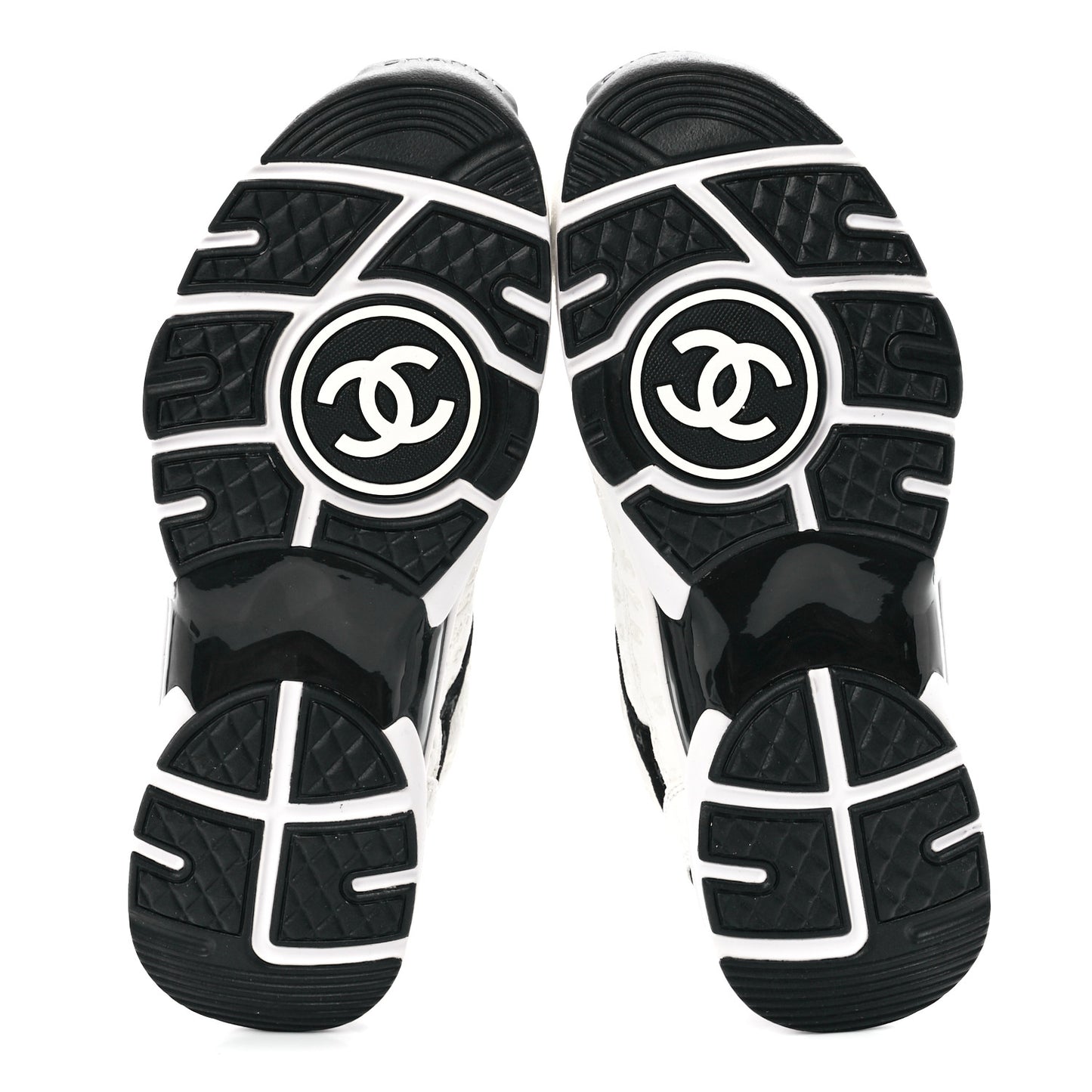 Nylon Suede Calfskin Printed CC Sneakers 37 Black White