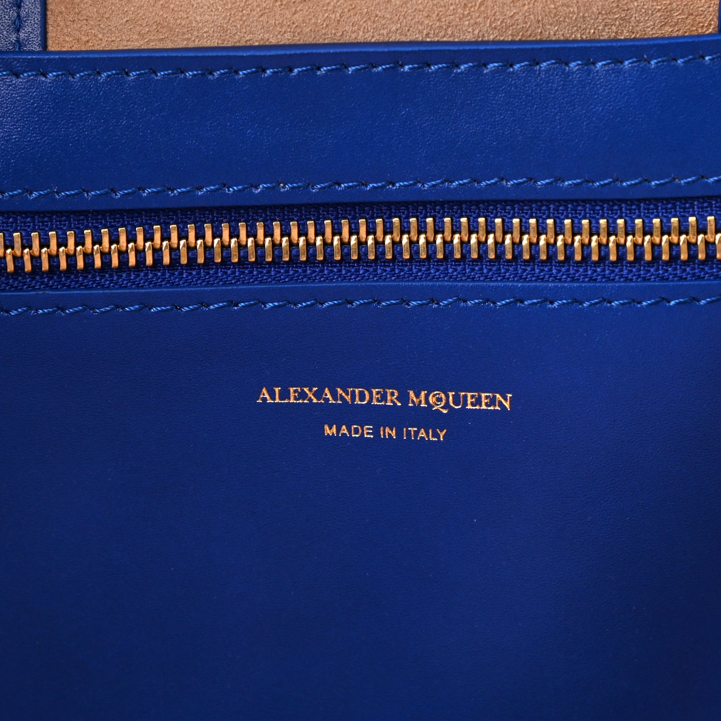 Grained Calfskin Skull Open Shopper Tote Blue