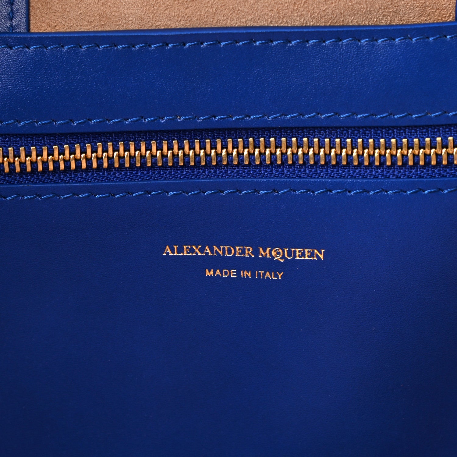 Alexander McQueen Grained Calfskin Skull Open Shopper Tote Blue 6 of 9