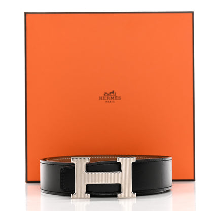 Hermes Box Togo Strie 32mm H Belt 80 32 Black Gold 10 of 10