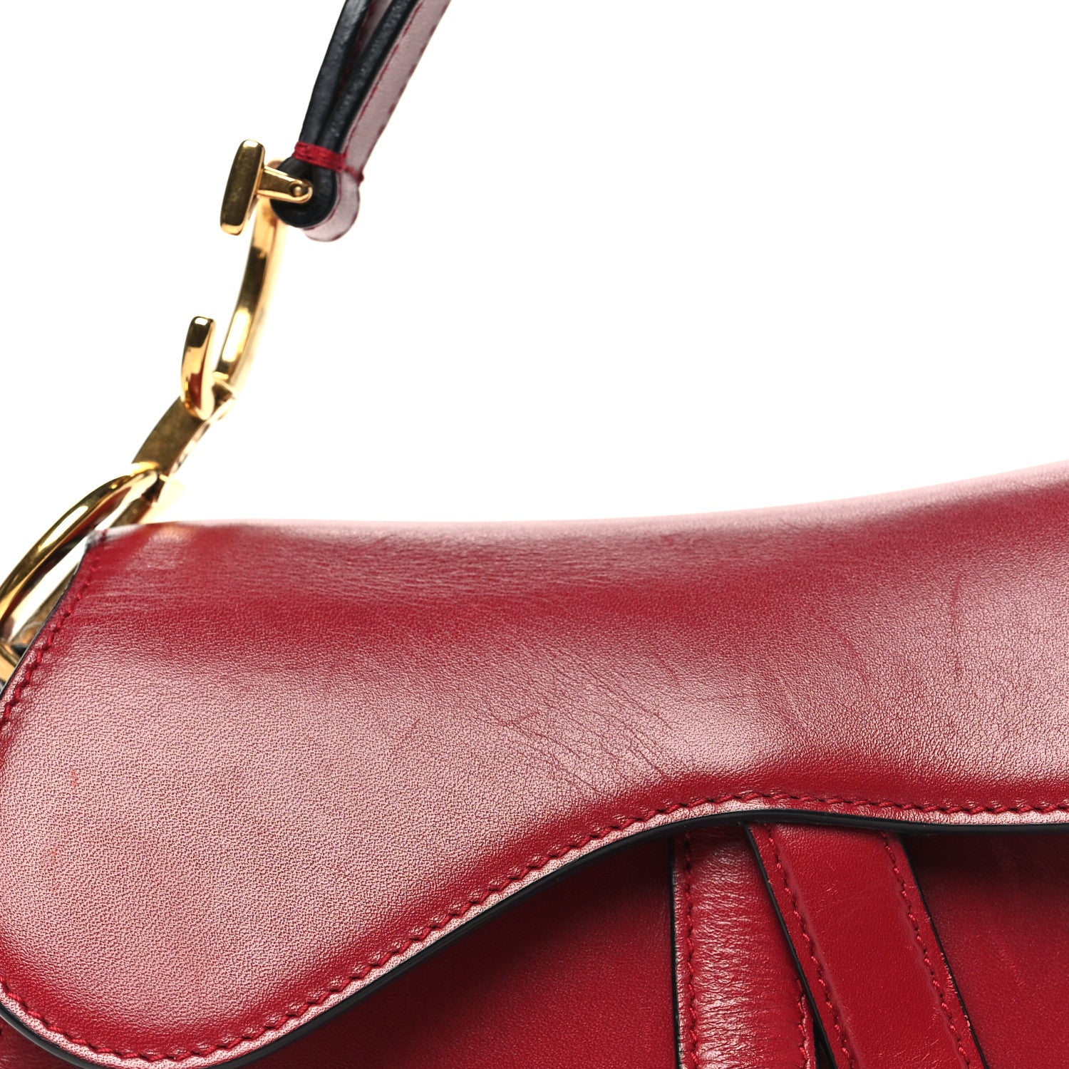 Christian Dior Calfskin Mini Saddle Bag Red 8 of 13