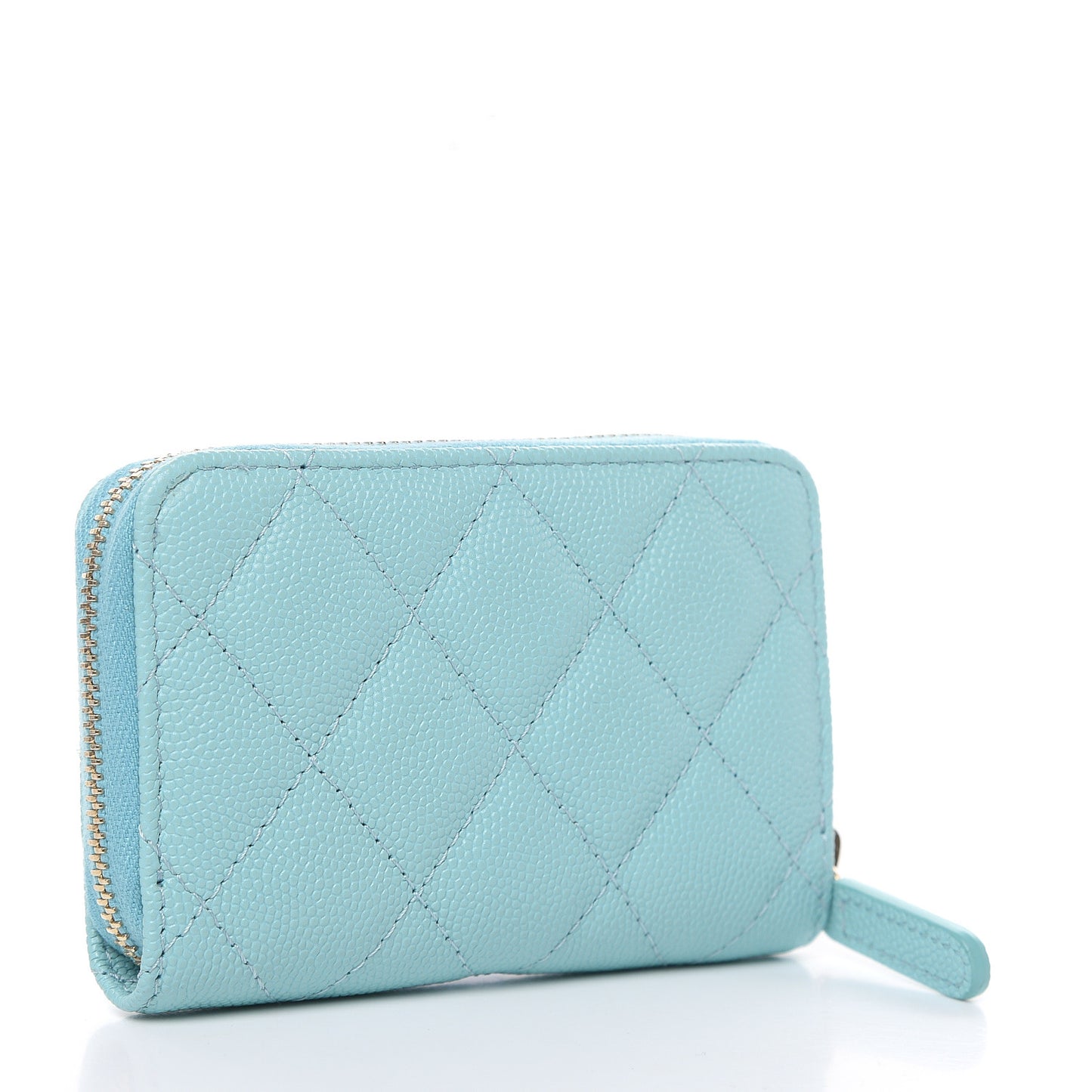 Caviar Quilted Zip Coin Purse Light Blue
