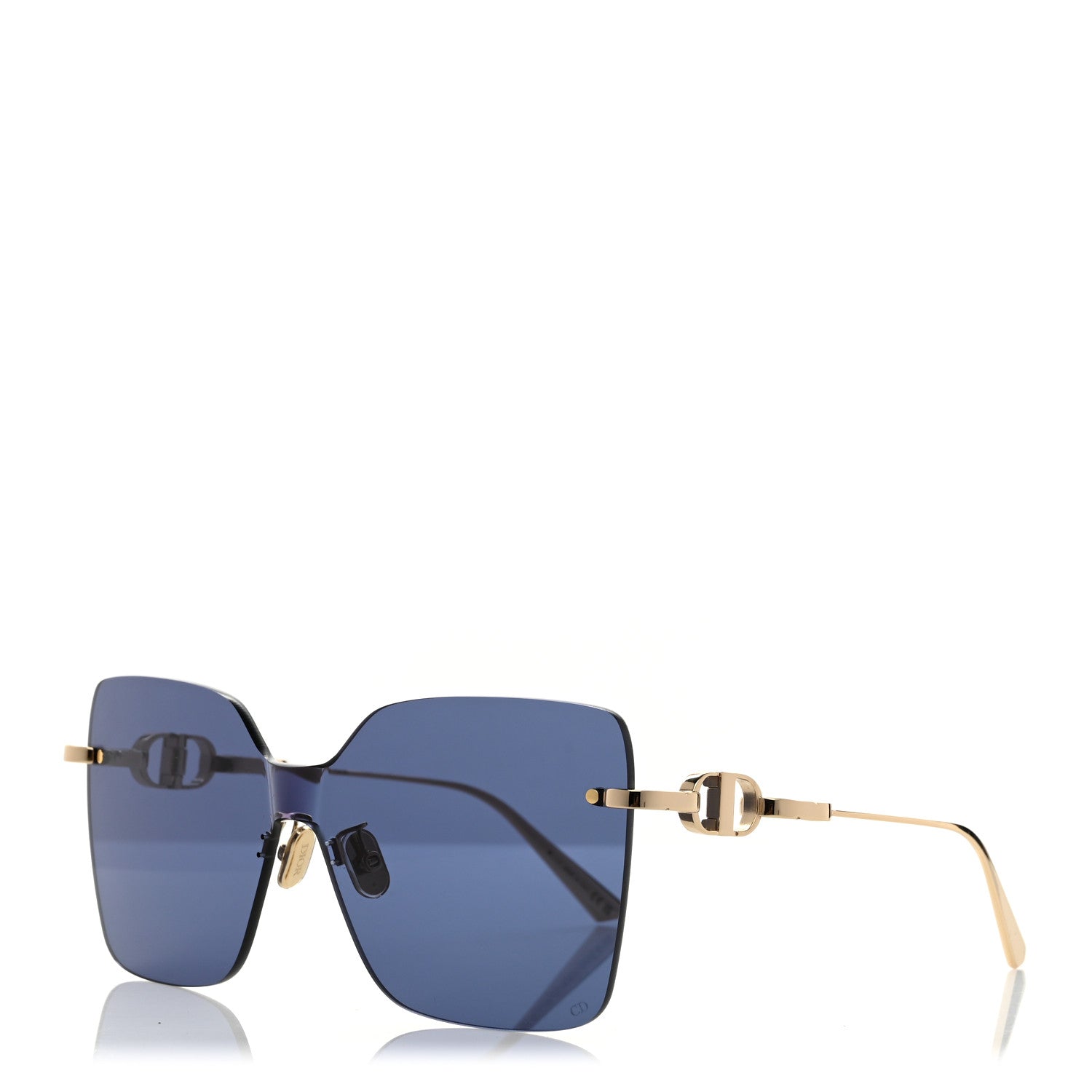 Christian Dior Metal CD Chain M1U Shield Sunglasses Gold Dark Blue 1 of 8