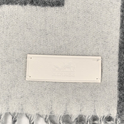 Hermes Cashmere Casaque Lettres Au Carre Scarf Ivoire Gris Flanelle 4 of 4