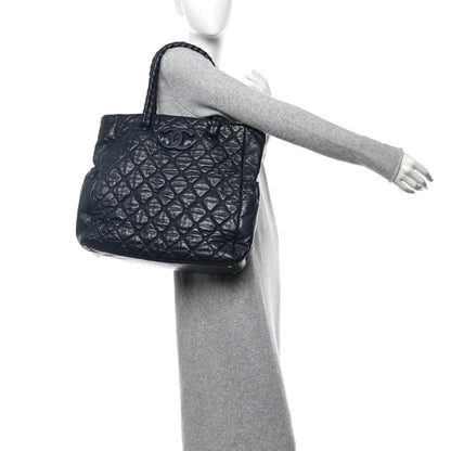 Chanel Lambskin Quilted Hidden Chain Tote Navy 2 of 9