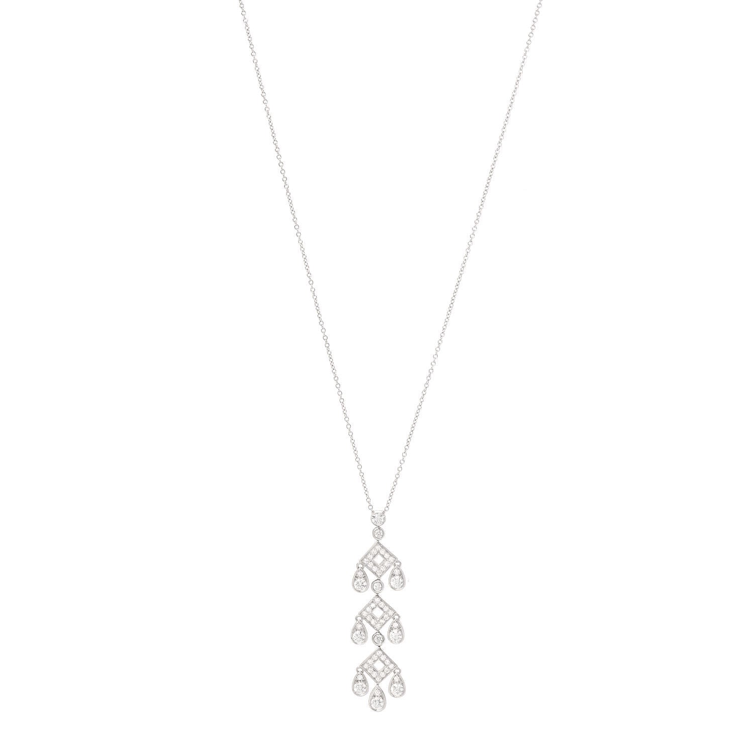 Tiffany Platinum Diamond Jazz Pagoda Pendant Necklace 1 of 5