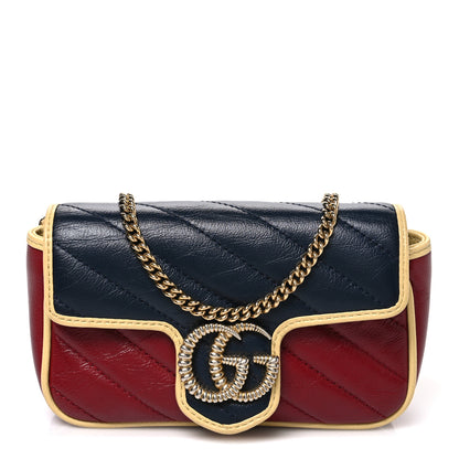Gucci Azalea Calfskin Matelasse Diagonal Super Mini Torchon GG Marmont Shoulder Bag Blue Agata New Cherry Red Butter 1 of 9