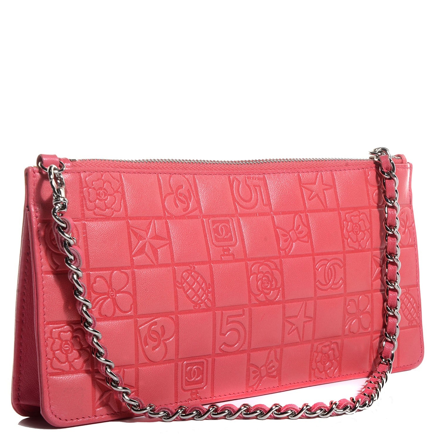 Chanel Lambskin Precious Symbols Pochette Coral 3 of 8