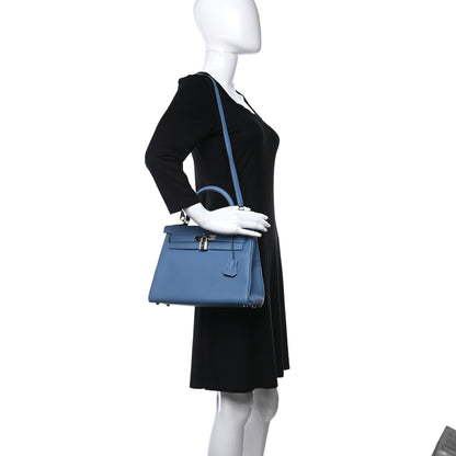 Hermes Togo Kelly Retourne 28 Azur 2 of 10