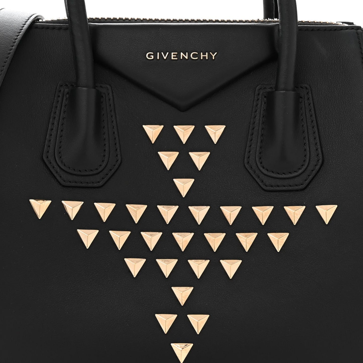 Calfskin Triangle Studded Small Antigona Black