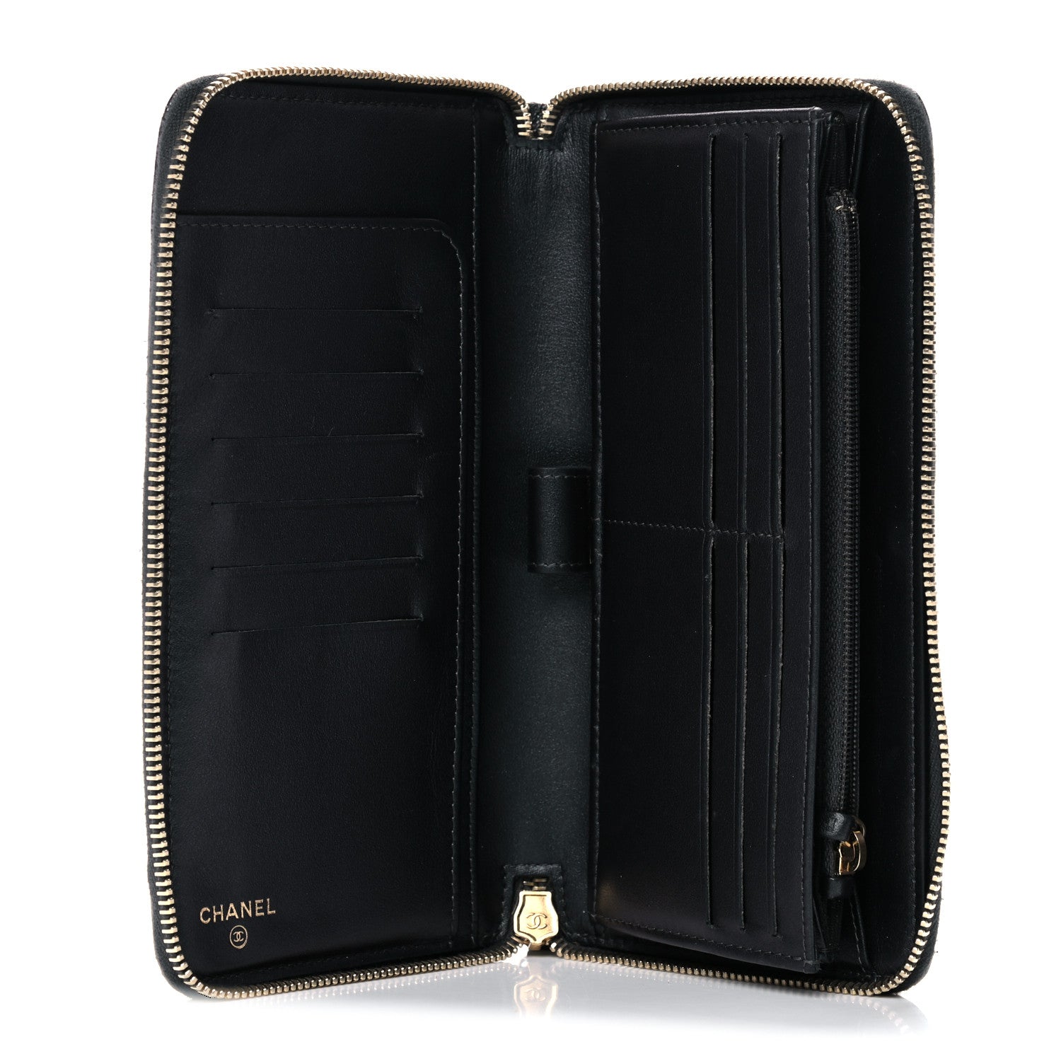 Chanel Iridescent Caviar Quilted Long Zip Around Wallet Black 5 of 13