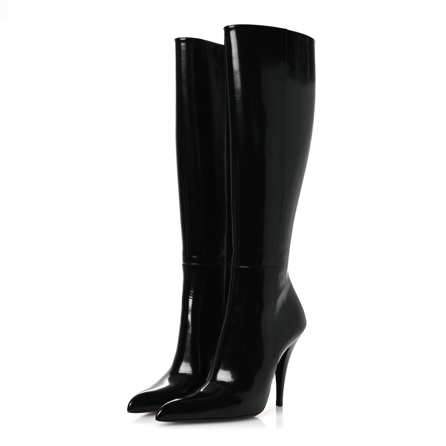 Saint Laurent Vitello Marilyn Raven 110 Buba Knee High Boots 37 Black 4 of 10
