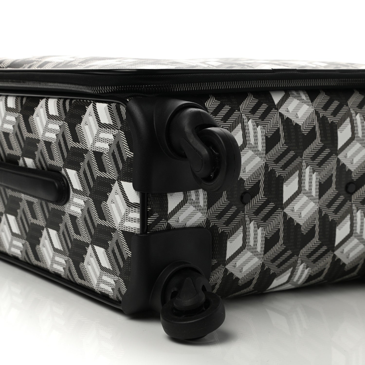 MCM Canvas Monogram Small Cabin Traveler Trolley Suitcase Black White 7 of 9