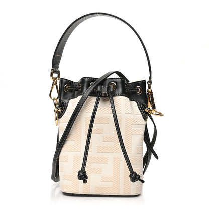 Fendi Canvas Vitello King F is Fendi FF Embroidered Mini Mon Tresor Bucket Bag Grezzo Black 1 of 6