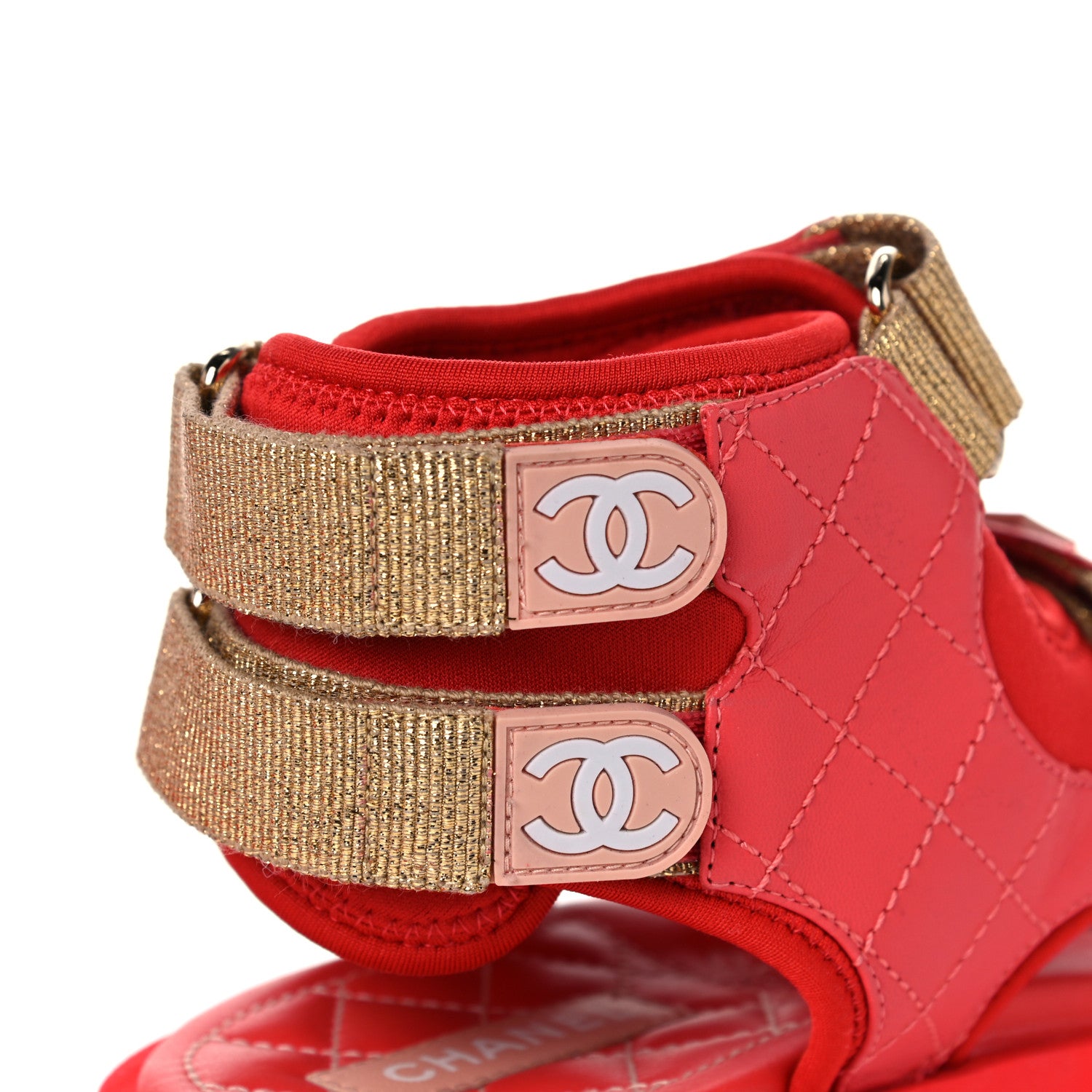 Chanel Goatskin Fabric Gladiator Sandals 36.5 Dark Red Light Pink 12 of 13