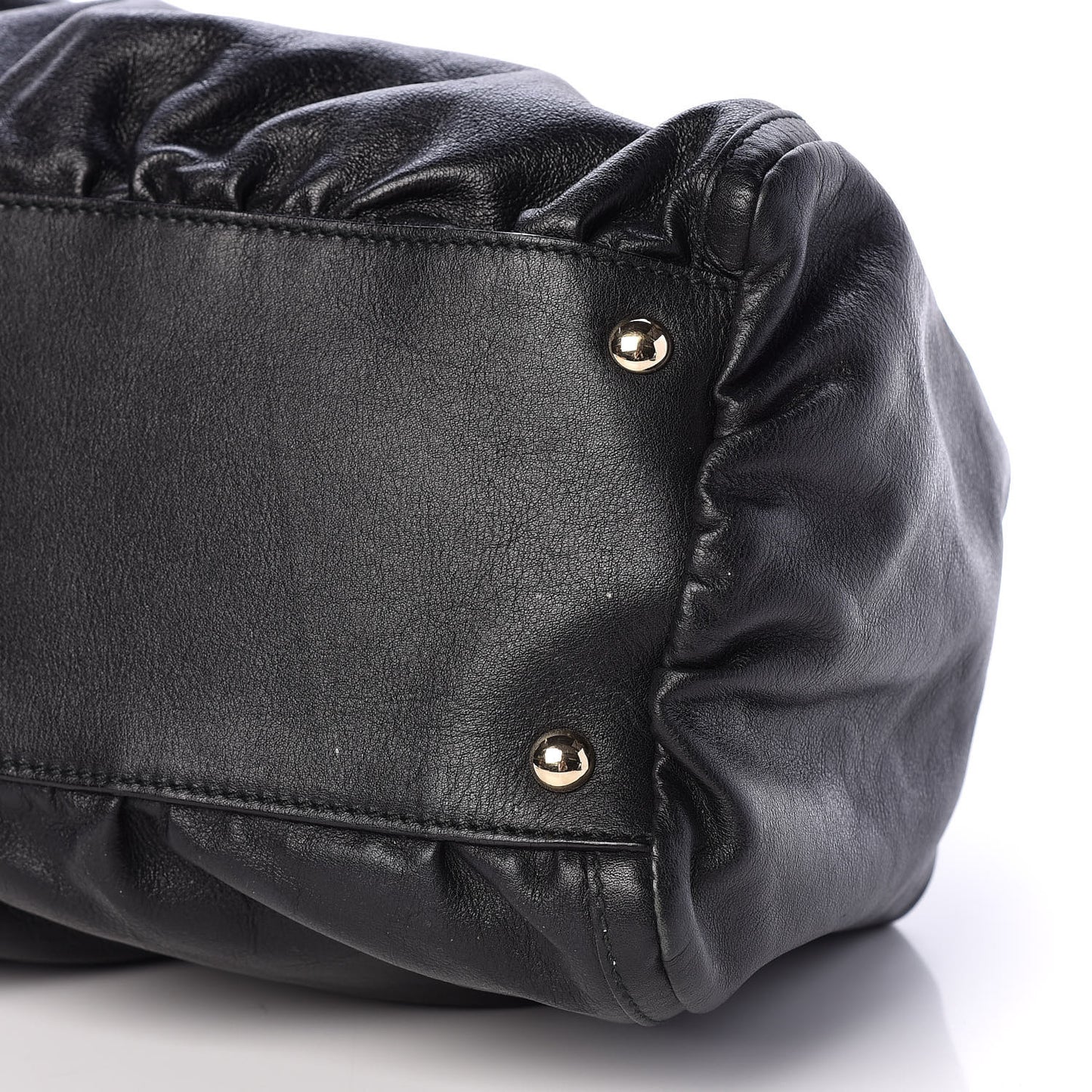 Calfskin Large D Gold Ring Shoulder Bag Black