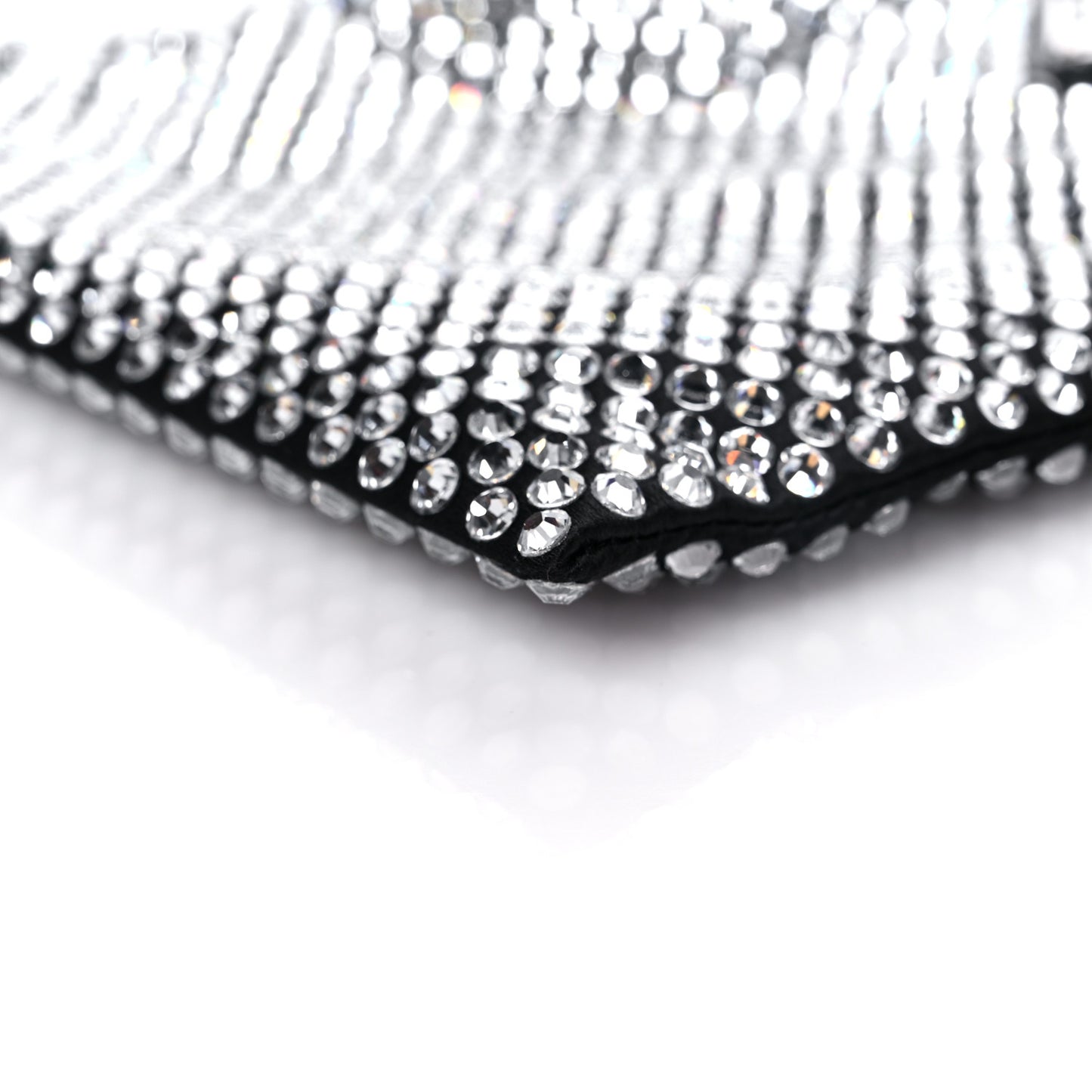 Satin Crystal Metal Triangle Logo Chain Crossbody Handbag Cristal