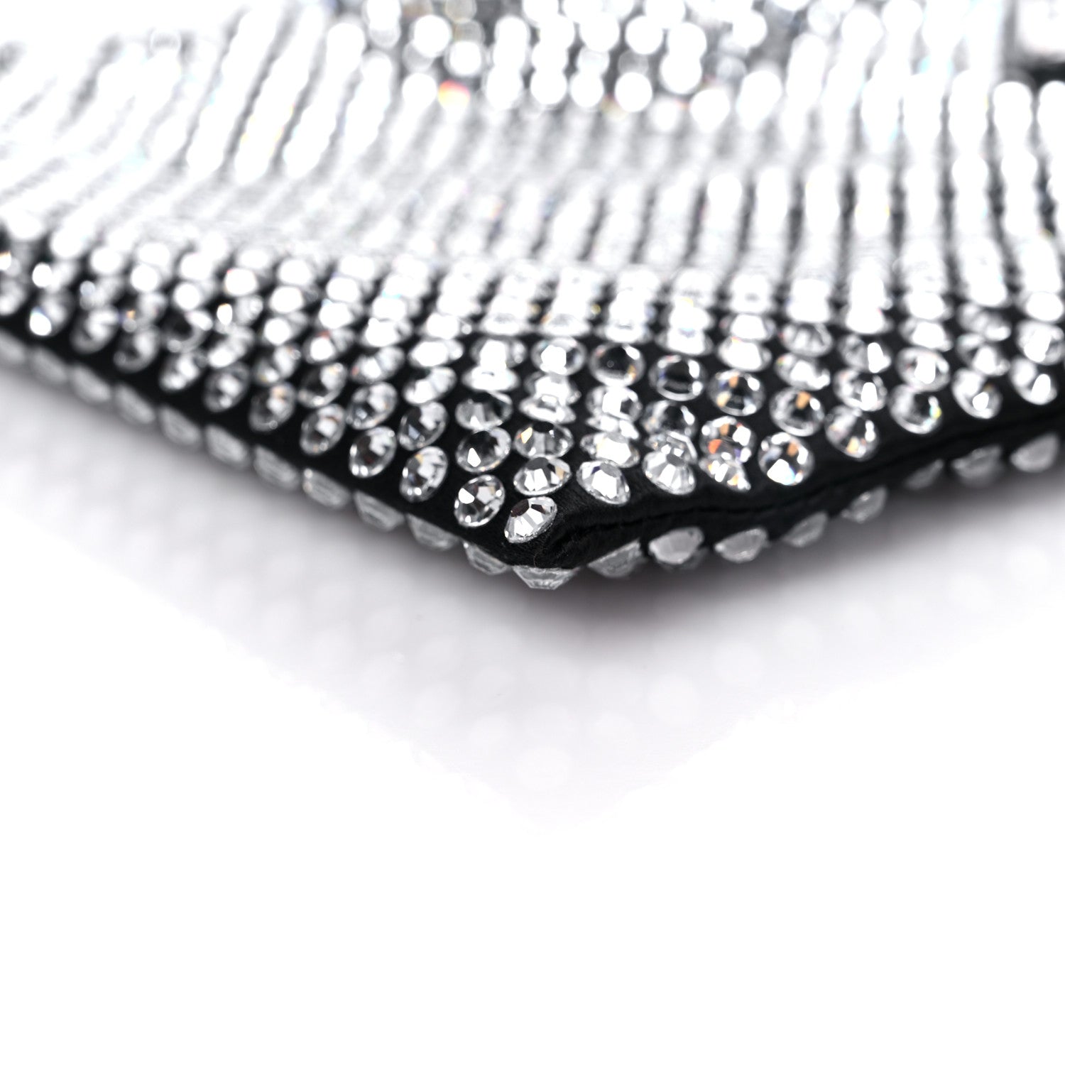 Prada Satin Crystal Metal Triangle Logo Chain Crossbody Handbag Cristal 8 of 8