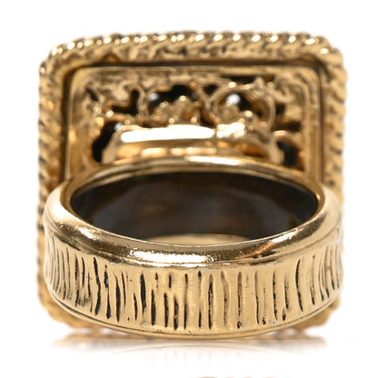 Chanel Enamel Gripoix CC Ring 52 6 Gold Burgundy 3 of 5