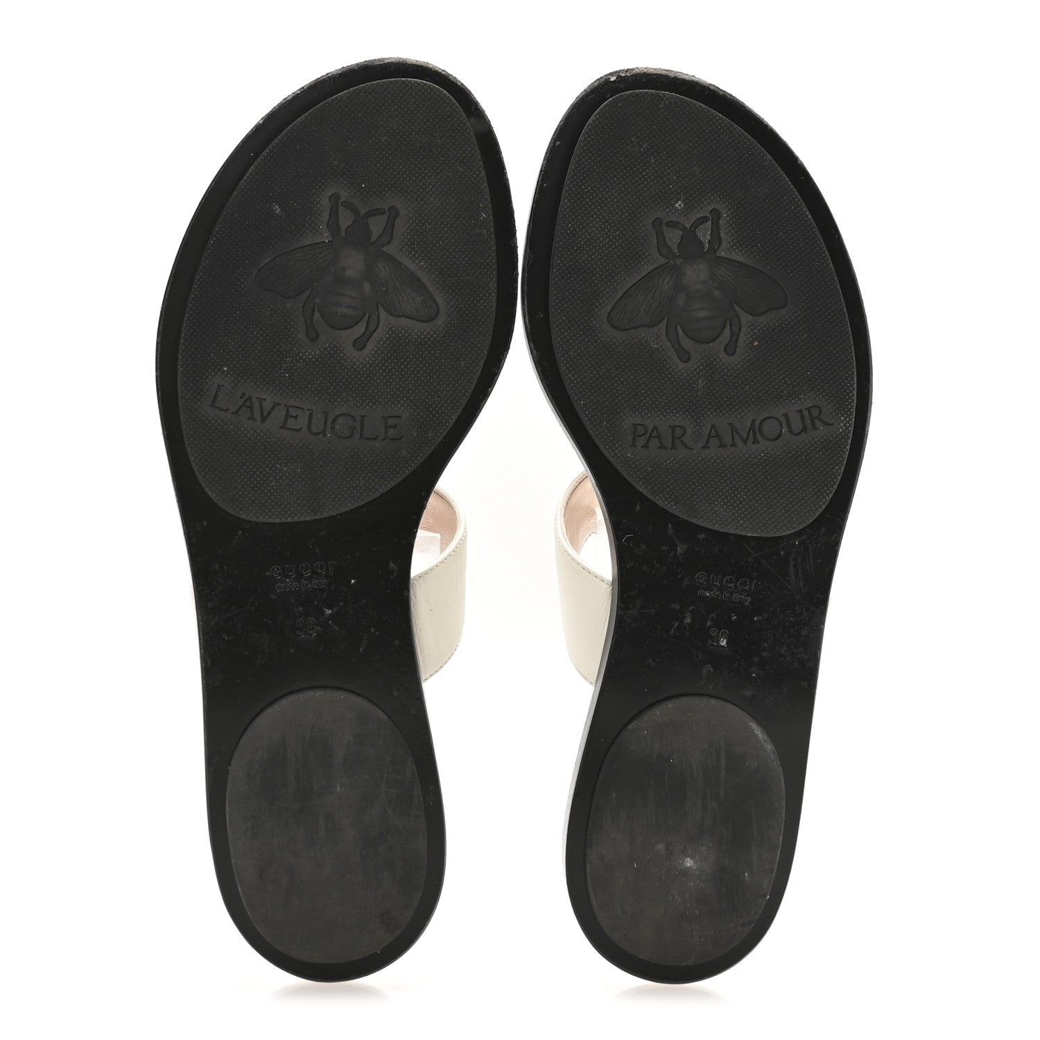 Gucci Calfskin GG Marmont Thong Sandals 38 Mystic White 6 of 7