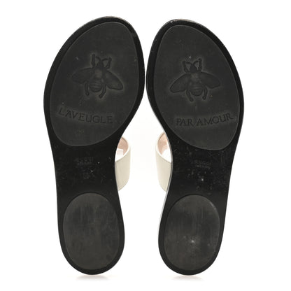 Gucci Calfskin GG Marmont Thong Sandals 38 Mystic White 6 of 7