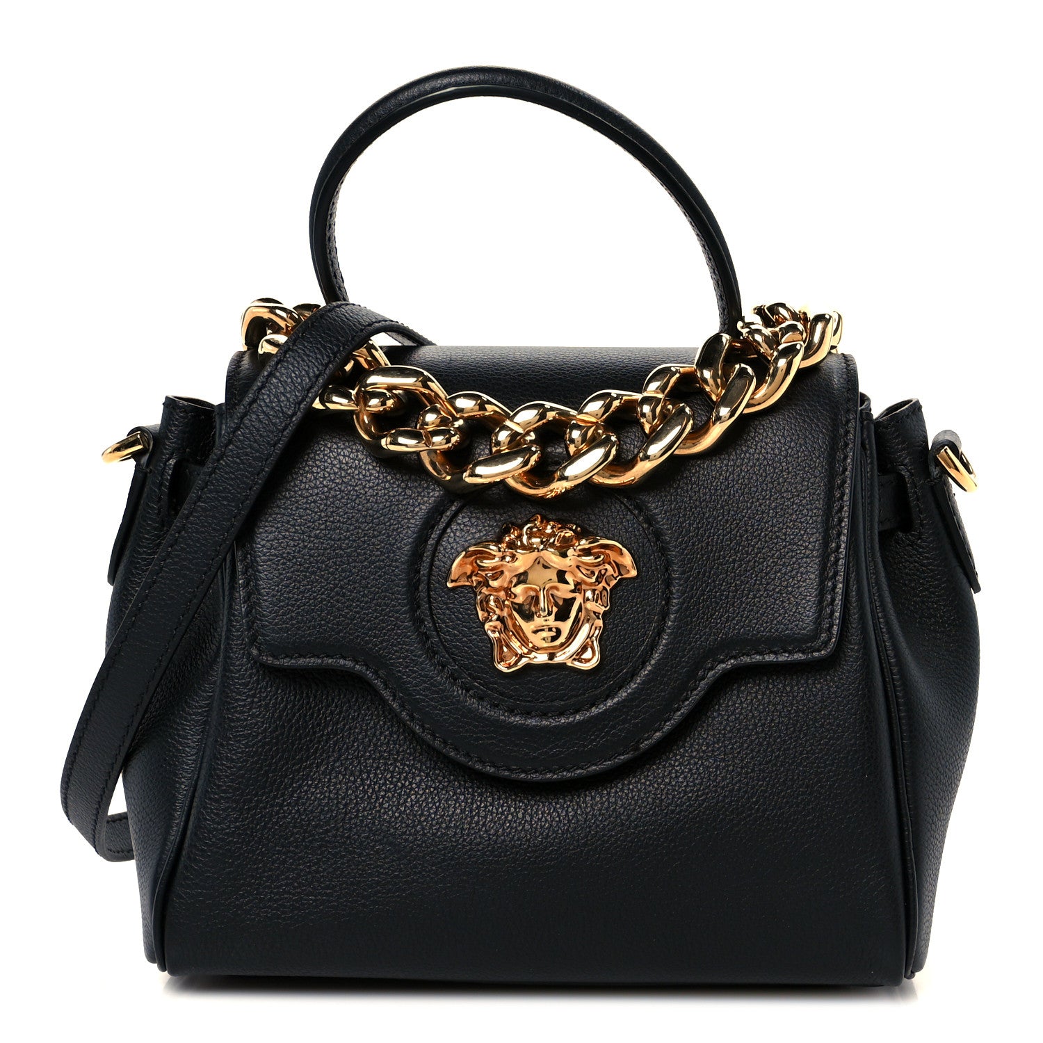 Versace Grained Calfskin Small La Medusa Top Handle Bag Black 1 of 11