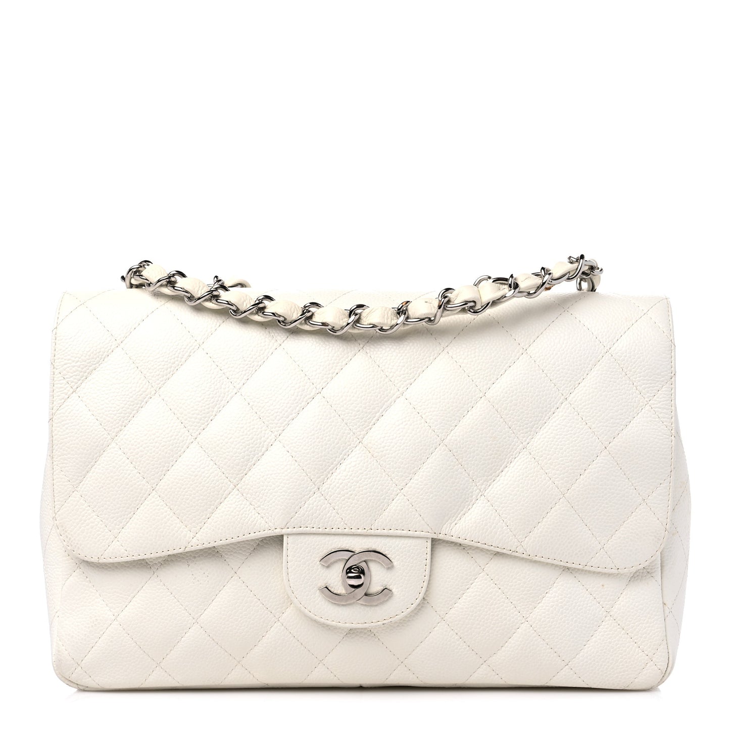 Caviar Quilted Jumbo Single Flap White