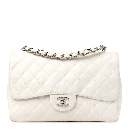 Chanel Caviar Quilted Jumbo Single Flap White 1 of 18