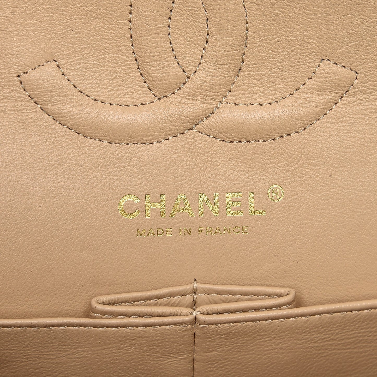 Caviar Quilted Medium Double Flap Beige Clair