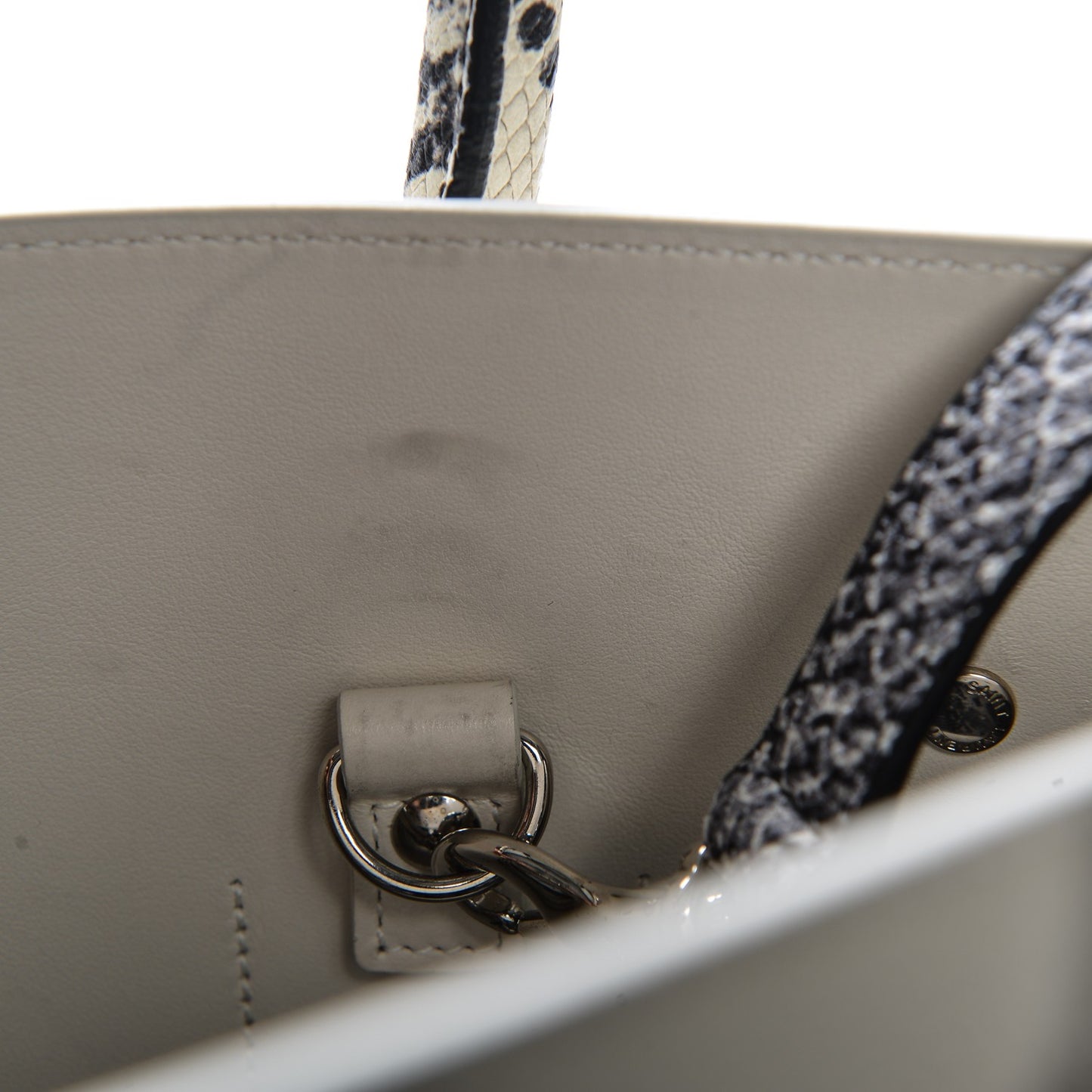 Grained Calfskin Embossed Python Small Sac De Jour Porcelain