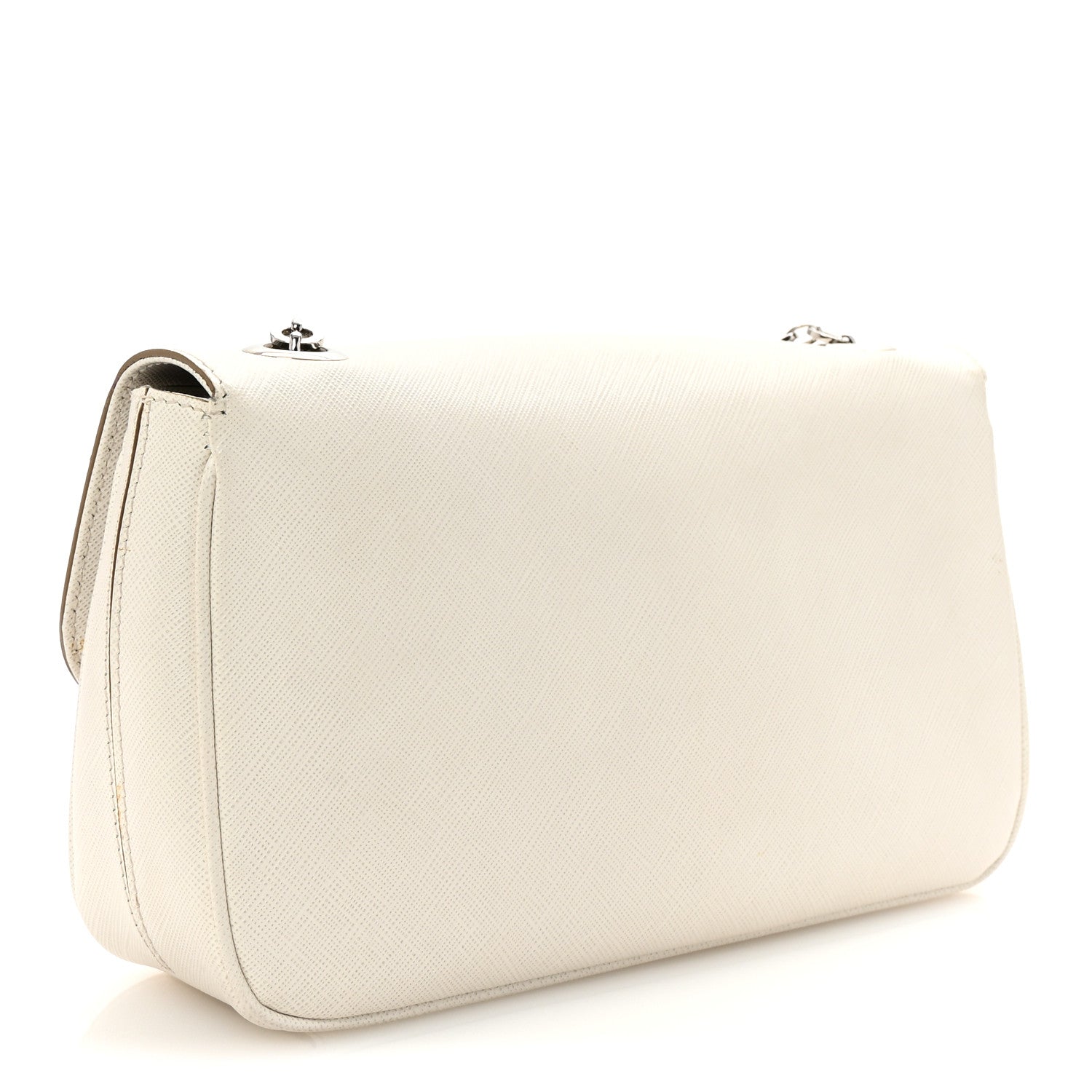 Salvatore Ferragamo Printed Calfskin Rory Chain Shoulder Bag White 3 of 9