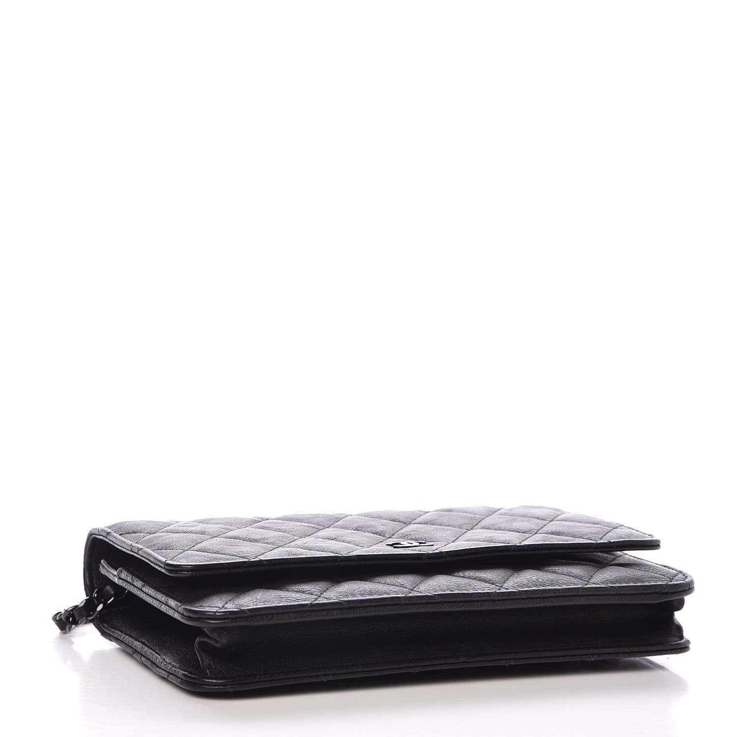 Chanel Crumpled Calfskin Quilted Wallet On Chain WOC So Black 4 of 9