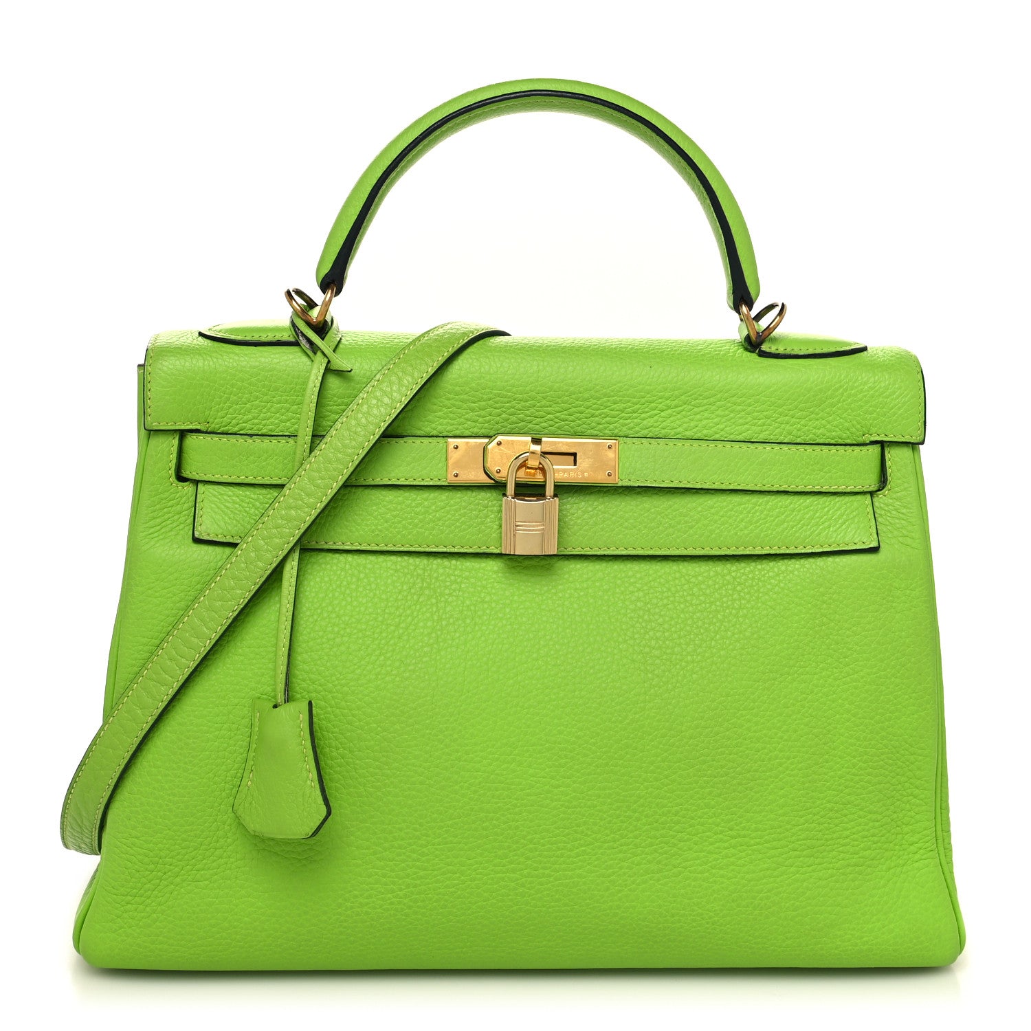 Hermes Taurillon Clemence Kelly Retourne 32 Vert Cru 1 of 12
