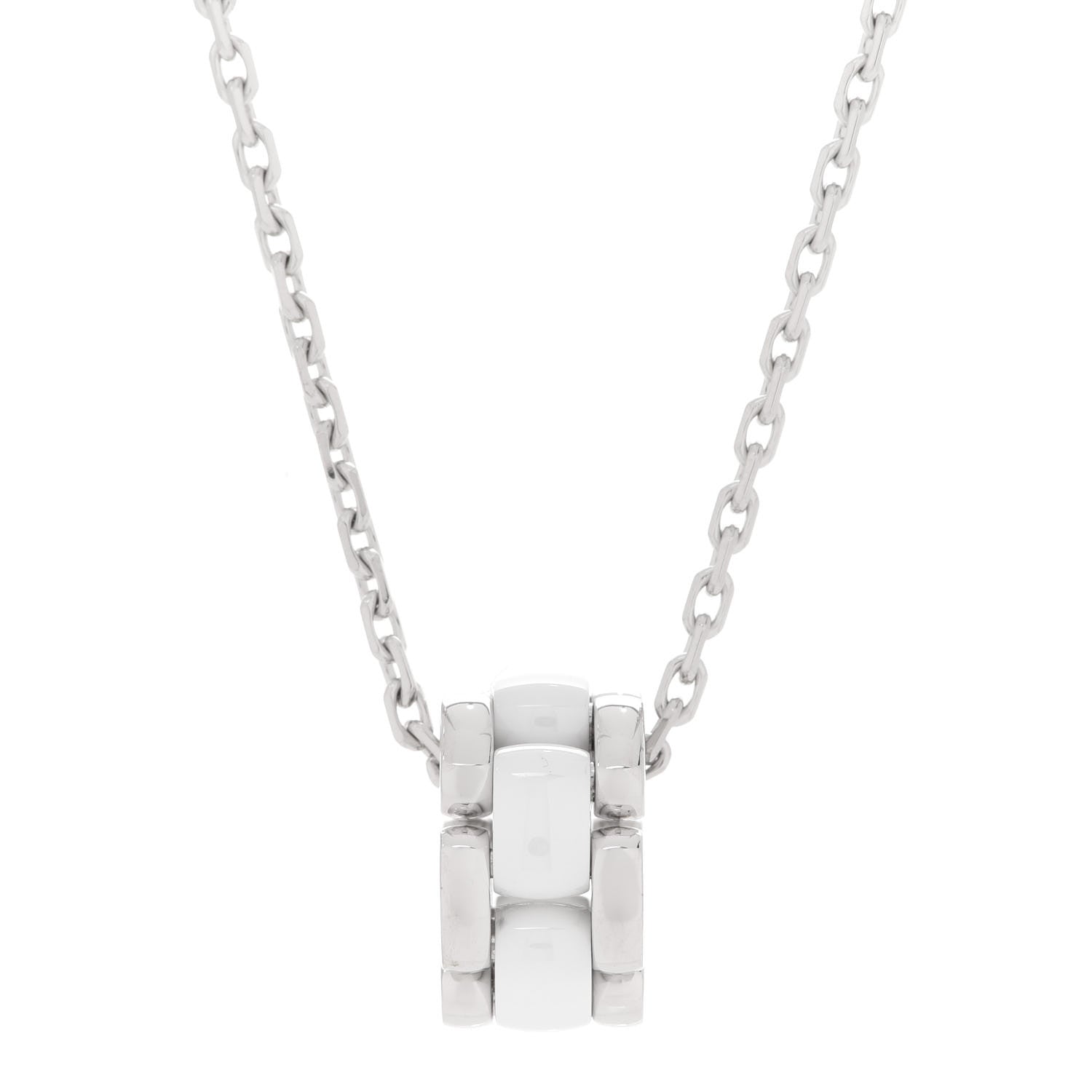 Chanel 18K White Gold Ceramic Ultra Pendant Necklace White 4 of 8