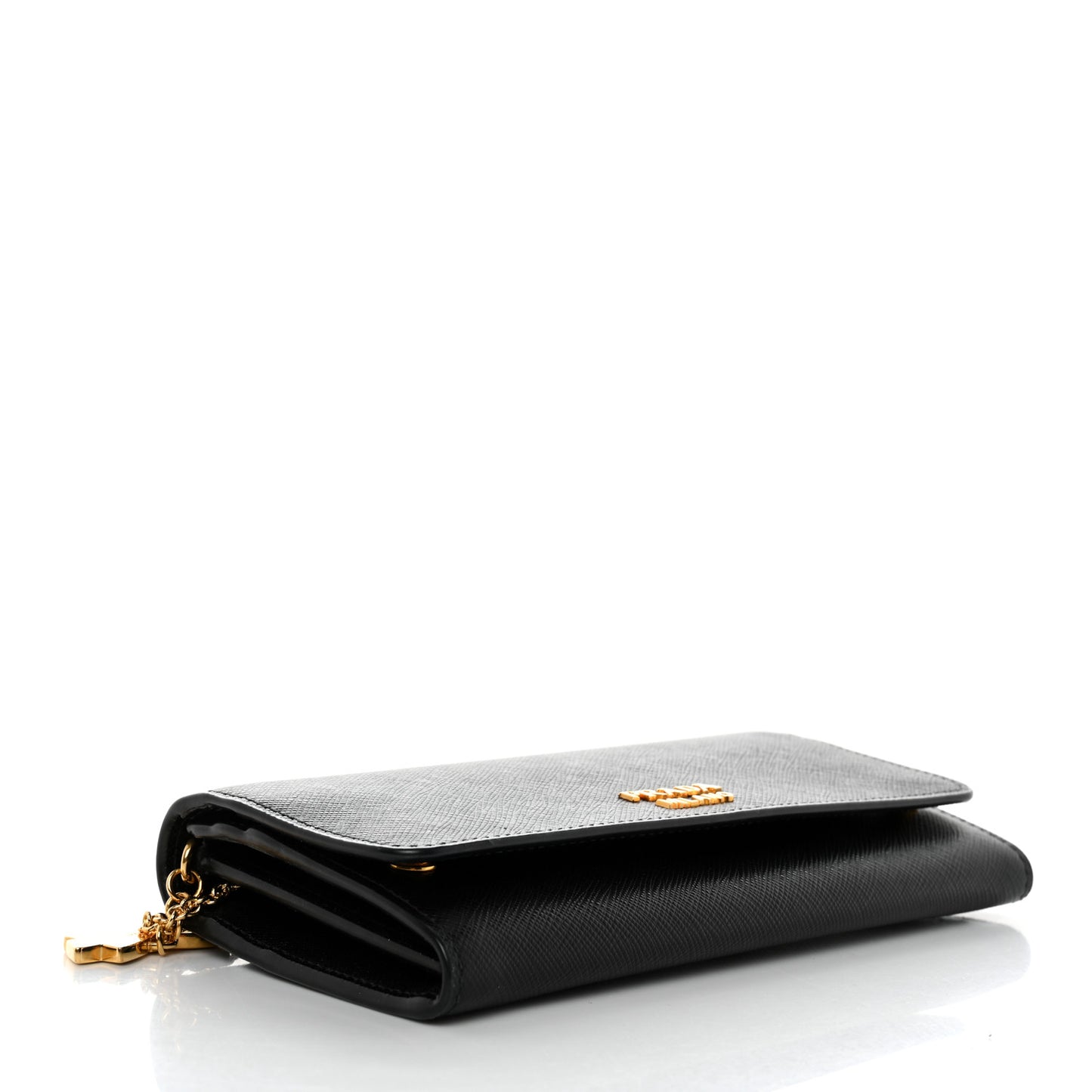 Saffiano Metal Continental Flap Wallet Black