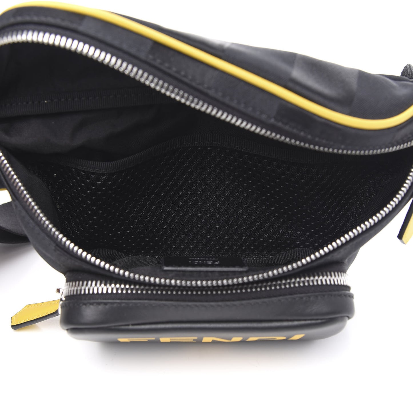 Recycled Nylon Vitello Grace Light Pequin Logo Pocket Belt Bag Black Sunflower