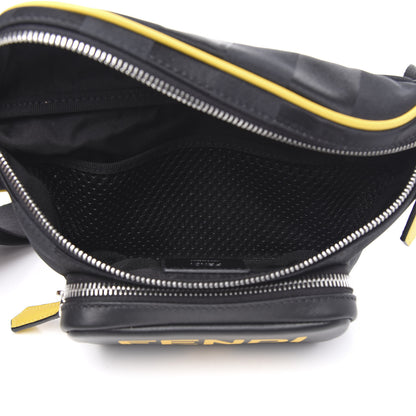Fendi Recycled Nylon Vitello Grace Light Pequin Logo Pocket Belt Bag Black Sunflower 5 of 10