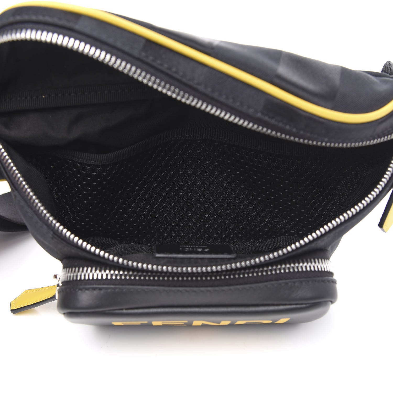 Fendi Recycled Nylon Vitello Grace Light Pequin Logo Pocket Belt Bag Black Sunflower 5 of 10