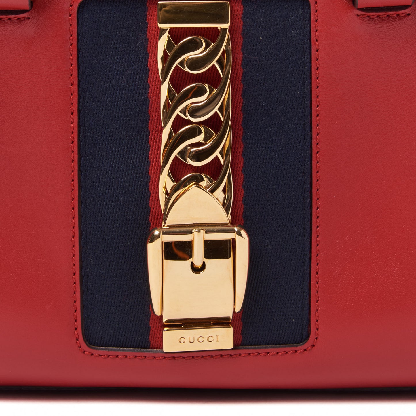 Calfskin Medium Sylvie Top Handle Tote Red
