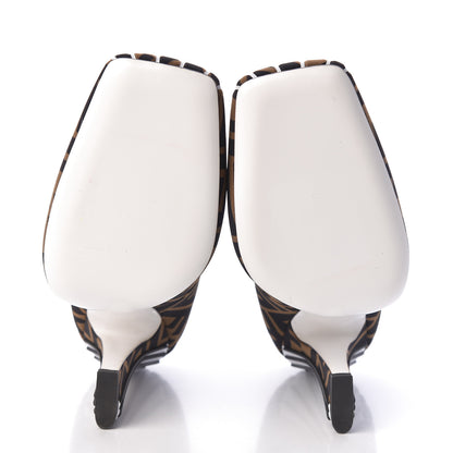 Fendi Lycra Film FF FFreedom Decollete Pumps 39.5 Tobacco Moro White 8 of 9
