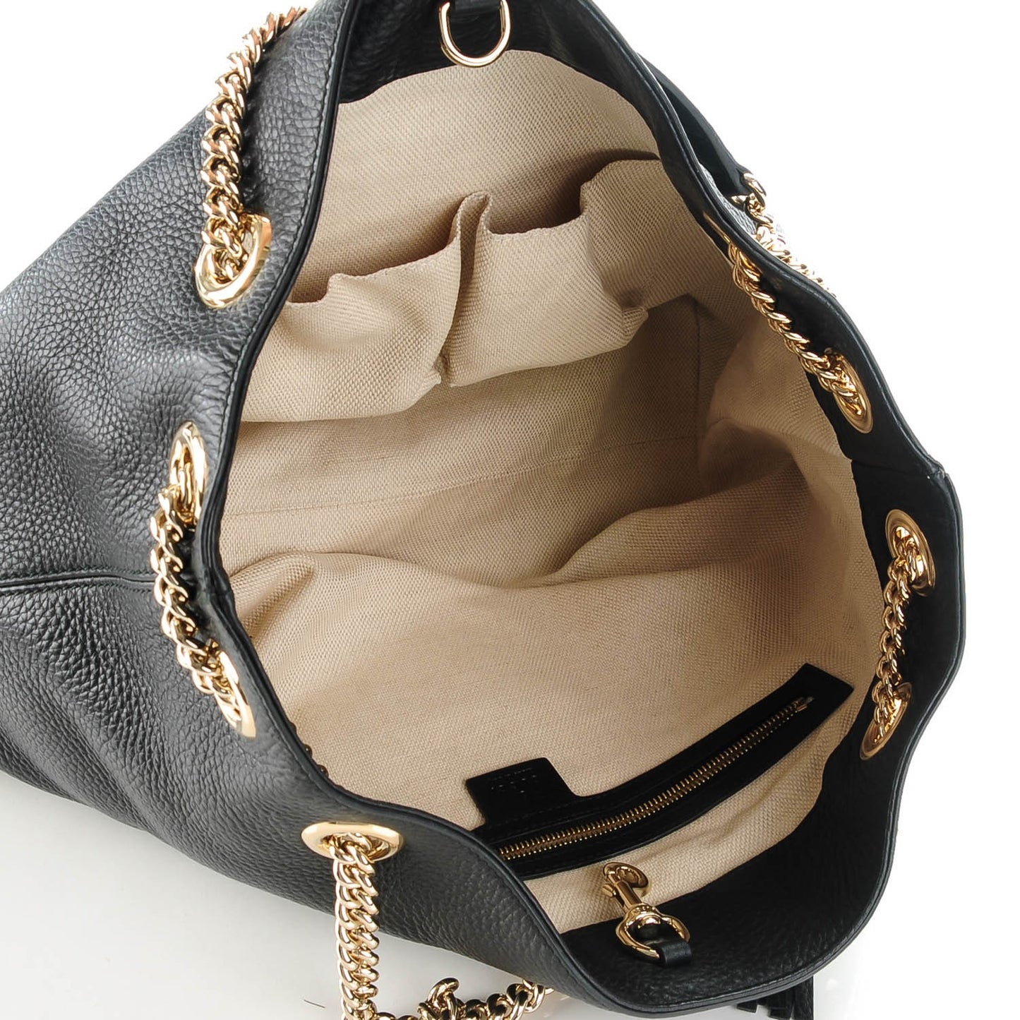 Pebbled Calfskin Medium Soho Chain Shoulder Bag Black
