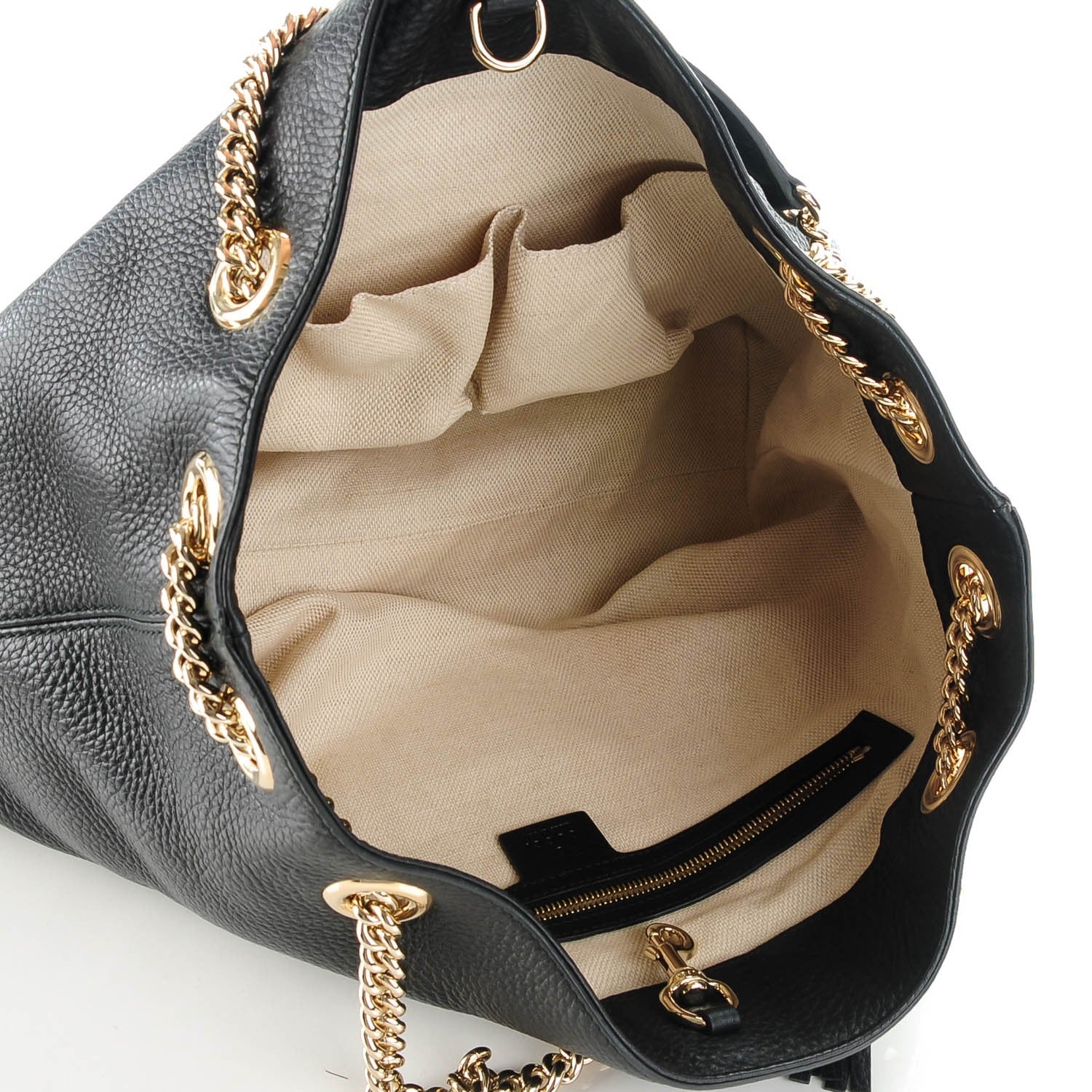 Gucci Pebbled Calfskin Medium Soho Chain Shoulder Bag Black 5 of 7