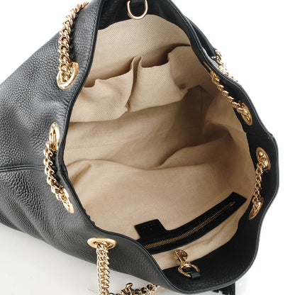 Gucci Pebbled Calfskin Medium Soho Chain Shoulder Bag Black 5 of 7