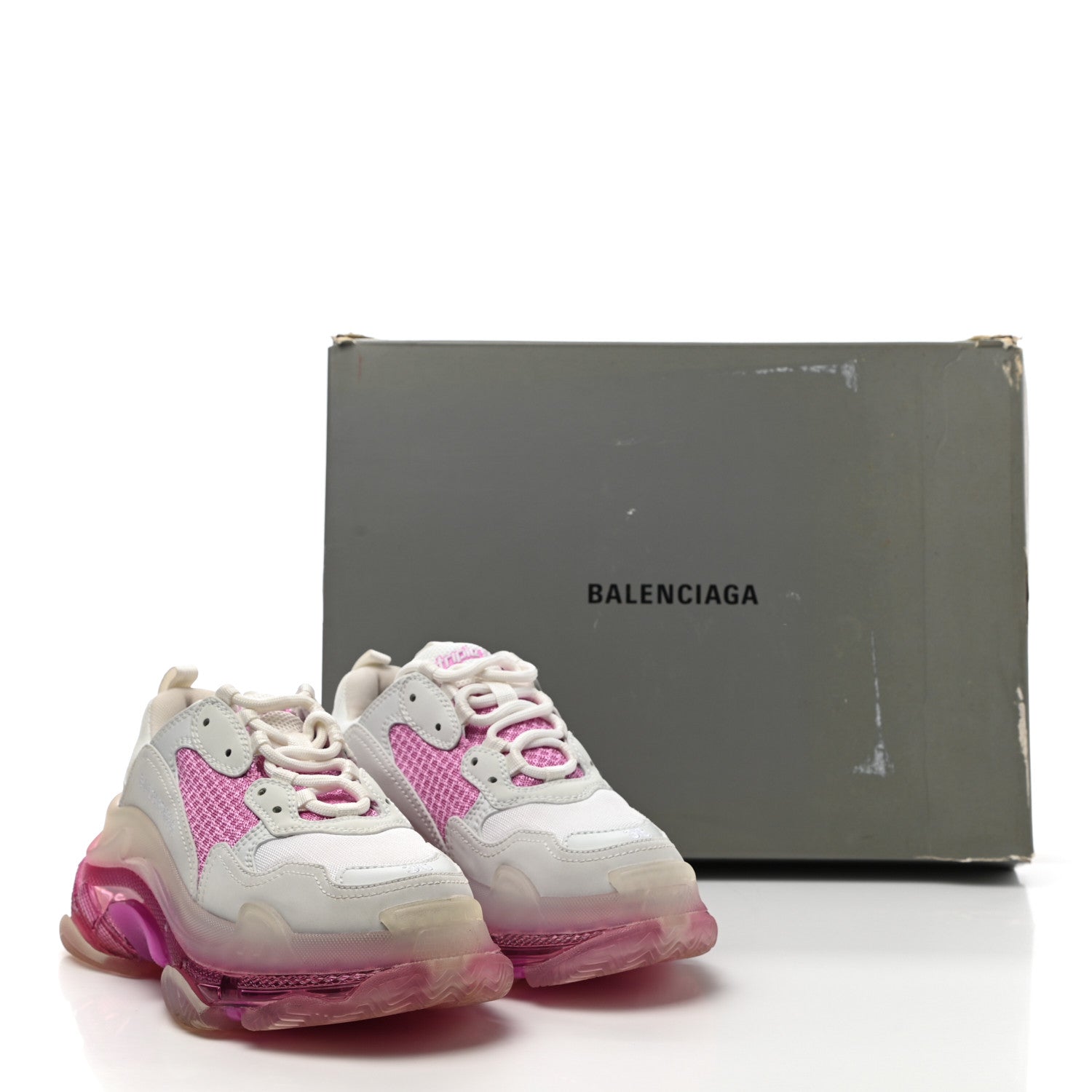 Balenciaga Fabric Mesh Clear Sole Womens Triple S Sneakers 36 White Pink 10 of 10