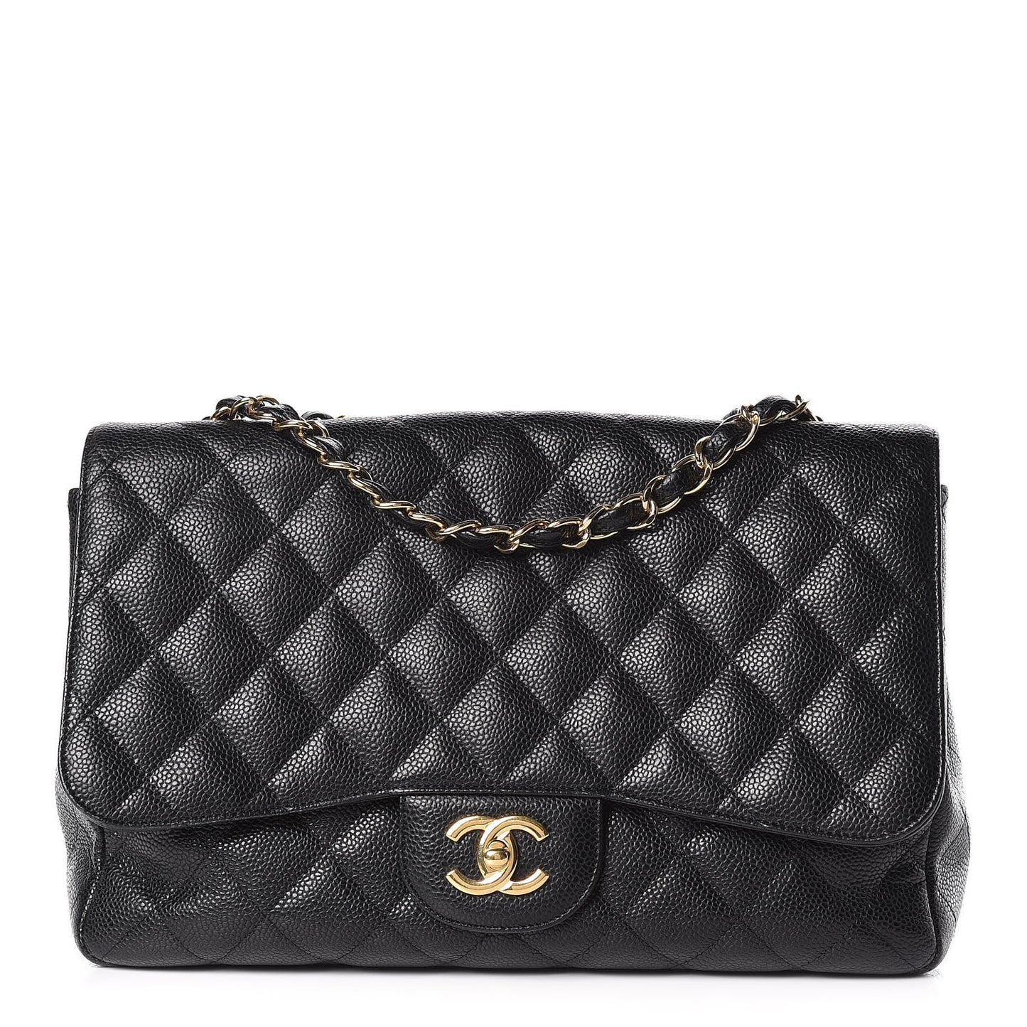 Caviar Quilted Jumbo Single Flap Black