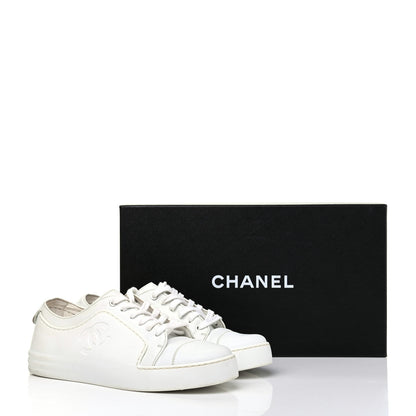 Chanel Calfskin Gum Womens CC Sneakers 37 White 16 of 16